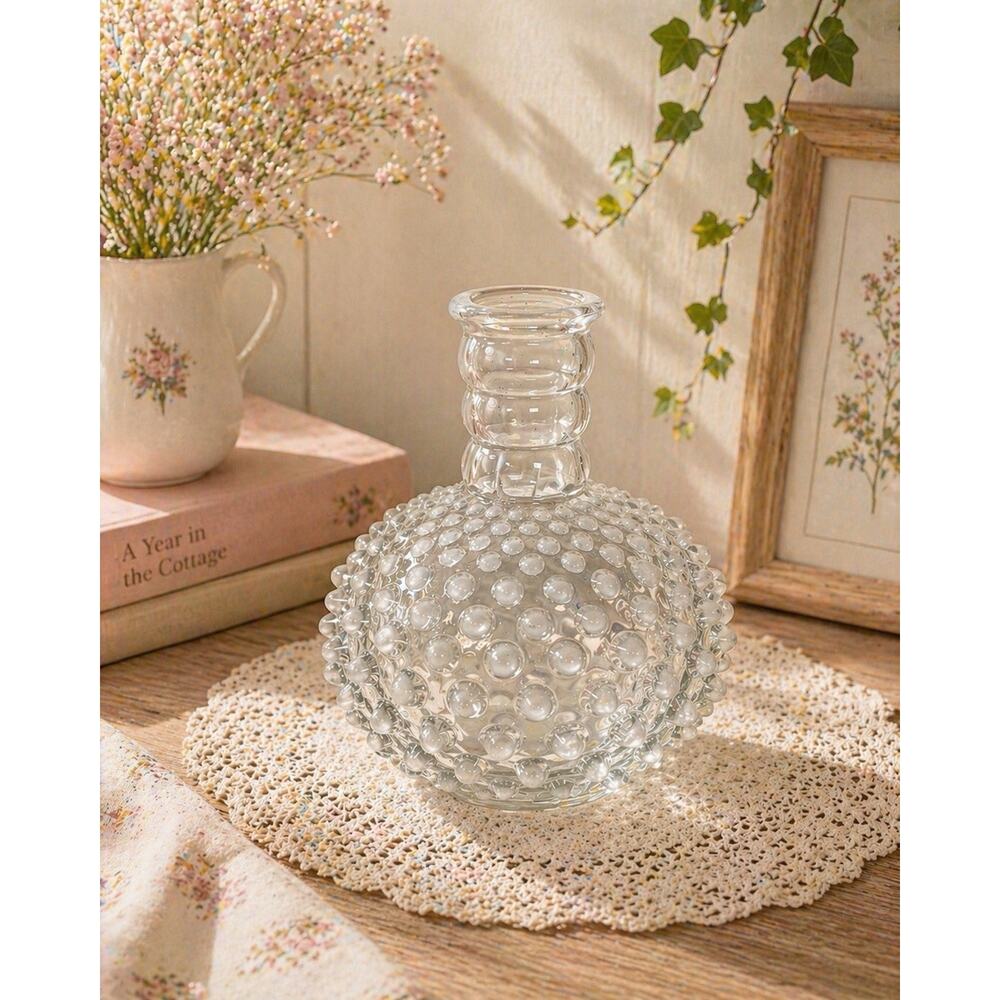 Fenton Moonstone Opalescent Hobnail Glass Collectible Bottle Bud Vase Jar 4.75"